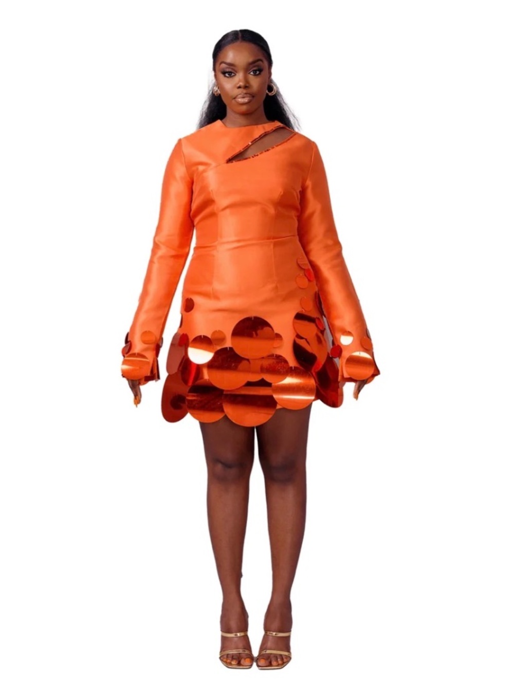 NWT Imad Eduso Joke Mini Dress Orange Sequin US 8